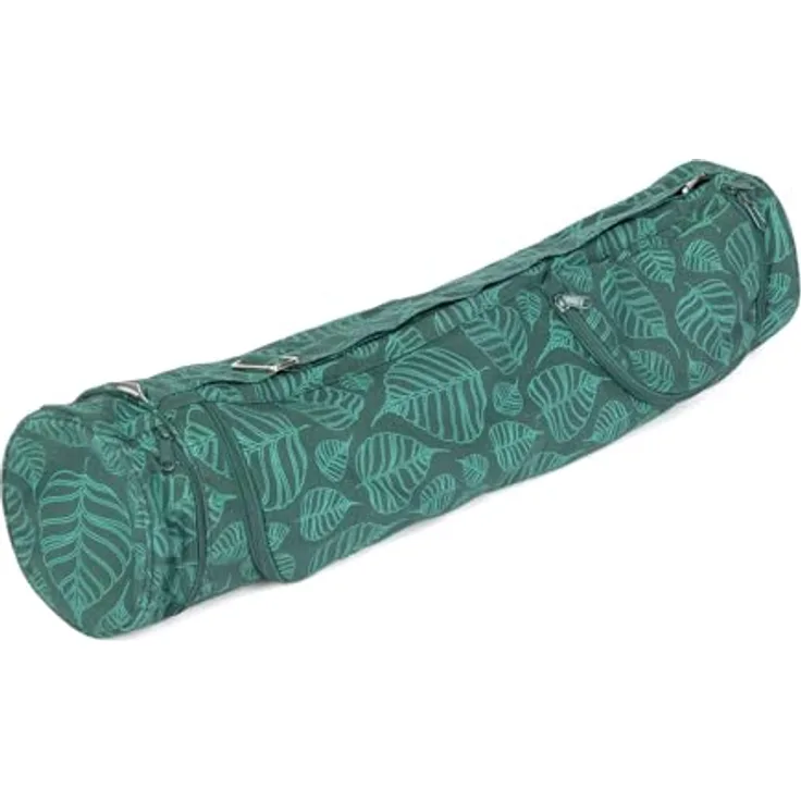 Bodhi Yogatasche ASANA Bag Cotton | Maharaja Collection | Yogamattentasche in verschiedenen Größen | Baumwolltasche für Yogamatte & Zubehör | inkl. Außentaschen | 60 cm | Bodhi Leaves/deep Green