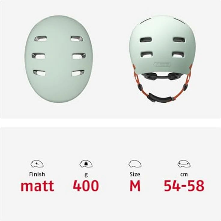 ABUS Fahrradhelm XOXO, Cityhelm im Skater-Look, sicherer Halt mit optimiertem Kinnpolster, für Skateboard, Fahrrad und Scooter, Größe M, Grün – Bild 5