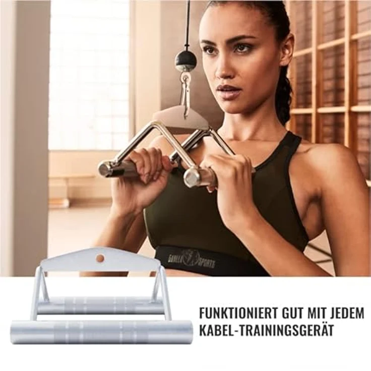 GORILLA SPORTS® Rudergriff Trizepsseil Set - mit/ohne Drehgelenk, Einzeln/Set, bis 200 kg Belastbar, gerändelt, aus Chrom - Parallelgriff, Kabelzuggriff, Seilzug Griff, Latzuggriff - Preisvergleich – Bild 4