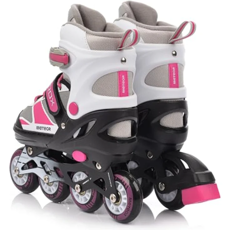 Meteor ROX Inlineskates Kinder, Rollschuhe in M 34-37, rosa/grau, mit Aluminiumrahmen, ABEC-7-Lager und höhenverstellbarer Schale – Bild 6