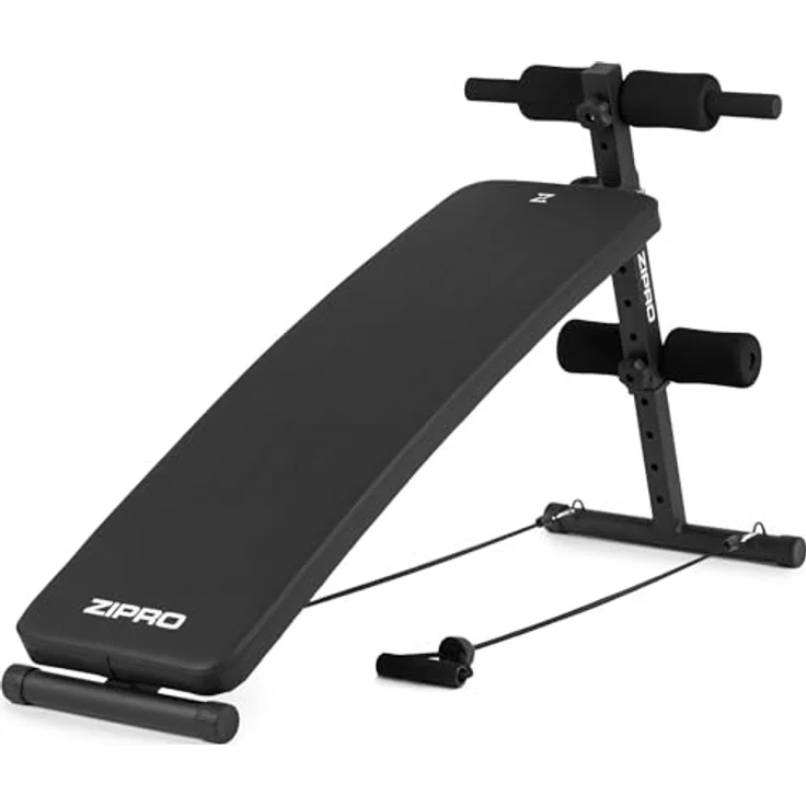 ZIPRO Sit Up Bank Slant, Fitnessbank mit 5-Fach verstellbaren Rückenlehne, Trainingsbank mit 2 Seilen, Belastung 200kg, Winkelverstellung 20-30 Grad – Bild 1