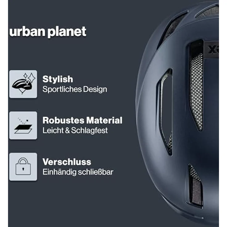 Uvex urban Planet, robuster City-Helm aus Recyclingmaterial mit optimierter Belüftung, deep Space matt, 58-61 cm – Bild 2