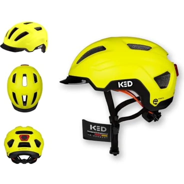 KED Ahead Pedalon E-Bike Fahrradhelm, mit LED-Rücklicht, Maxshell-Technologie, superleicht, Pedalon Yellow Green Matt, Größe 53-56 (S)