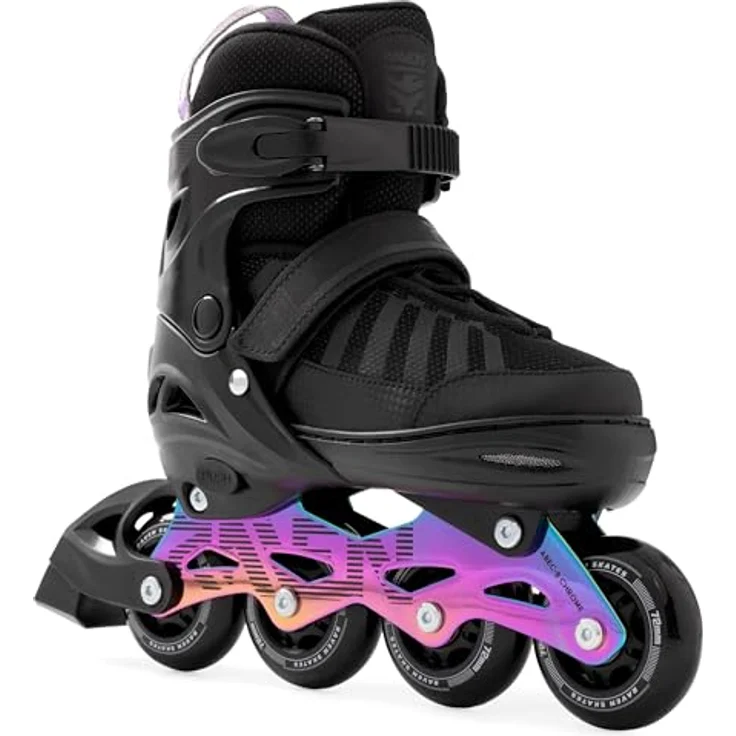 RAVEN Oxen Neo Chrome, Inline Skates 2in1 für Kinder und Erwachsene, verstellbar (Größe 34-37, 21cm-23,5cm), PU-Rollen 72mm, Aluminium-Schiene, sicheres 3-faches Verschlusssystem – Bild 2