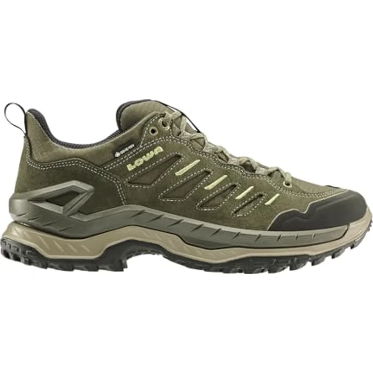 Lowa Innovo Low GTX, wasserdichter Wanderschuh aus Veloursleder/Textil, All-Terrain, oliv/bernsteingrün – Bild 2