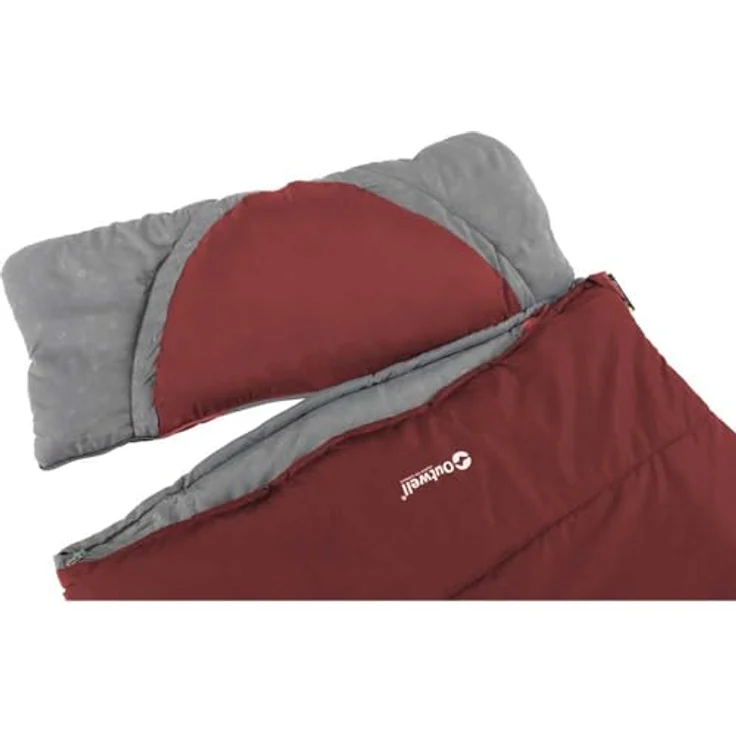 Outwell Contour Lux, Schlafsack (220 cm) mit zwei Dämmschichten, rot, integrierter Kissen und Reißverschluss-Kapuze – Bild 2