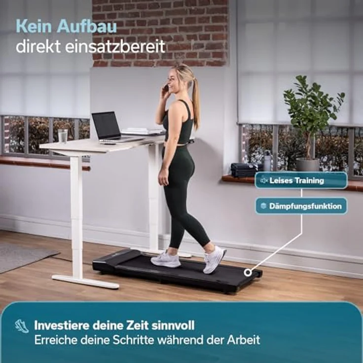 Skandika Walking Pad Nordik K6, Laufband für zuhause mit 6 km/h, 110 × 39,5 cm Lauffläche, LED-Display, Fernbedienung, Bluetooth, Kinomap App-kompatibel, kompakt und platzsparend – Bild 2