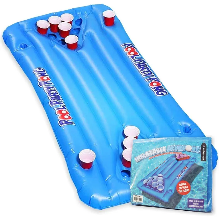 TOP Bierpong-Matratze, aufblasbare Poolmatte für 20 Becher mit 4 Getränkehaltern