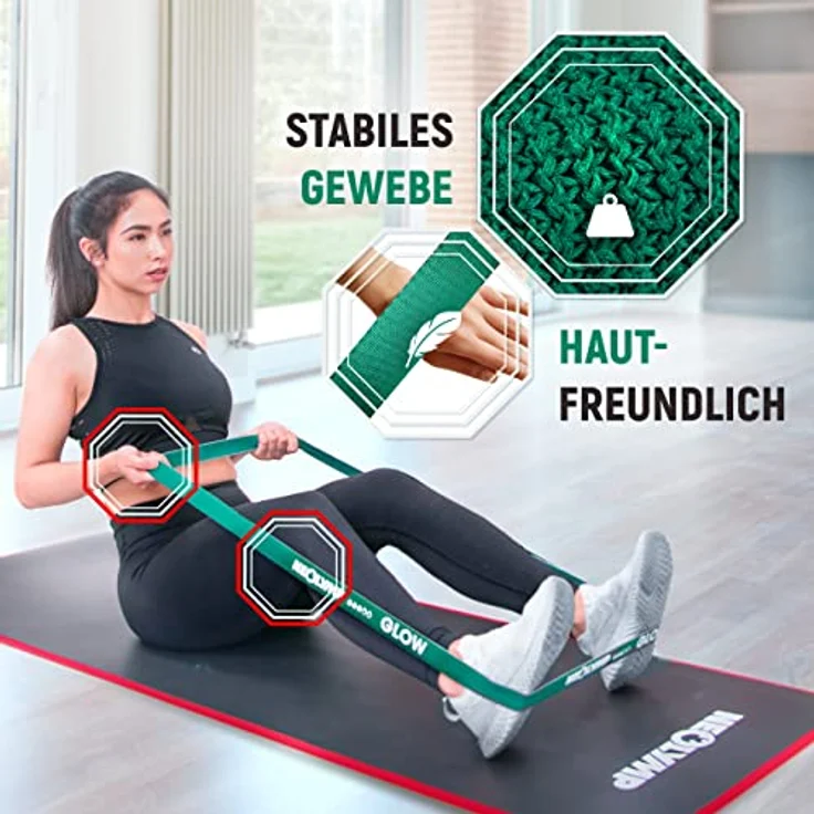 NEOLYMP Lange Fitnessbänder aus Stoff, waschbare Resistance Bands mit Fitness E-Book, blauer Widerstand von 25-45 kg, ideal für Krafttraining und Klimmzüge – Bild 3