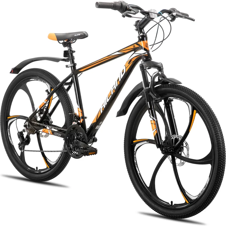 Hiland 26 Zoll Mountainbike, Aluminiumrahmen, 18 Gang, Doppelscheibenbremse, 6-Speichenrad für Herren und Damen