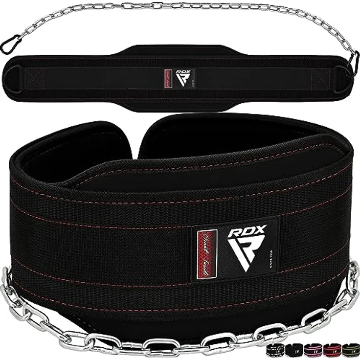 RDX Dip Gürtel 6" mit Kette und Karabiner, Profi Gewichtsgürtel für Zusatzgewicht, Gewichthebergürtel Klimmzügen Dipping Belt, Gewichtheben Bodybuilding Krafttraining, Männer Herren Damen