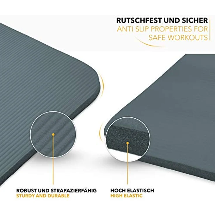 TRESKO Yogamatte Phthalatfrei - Gymnastikmatte rutschfest, Pilatesmatte Fitnessmatte mit Tragegurt, 185 x 60 x 1,0 cm – Bild 4