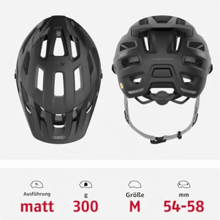 ABUS MTB-Helm Moventor 2.0 MIPS, leichtgewichtiger All-Mountain-Helm mit optimaler Belüftung und tiefem Schutz, Schwarz, M – Bild 3