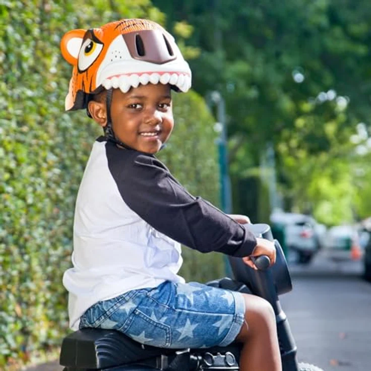 Crazy Safety Kinder Fahrradhelm 3D Tierhelm für 2-7 Jahre, verstellbar, mit LED-Rücklicht, Tiger Orange, 49-55 cm – Bild 4