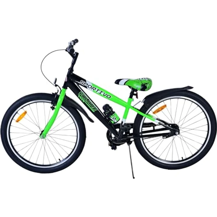Volare Kinderfahrrad Sportivo 24 Zoll für Jungen in Schwarz Grün - Handbremse, Rücktrittbremse, Klingel, Reflektoren, Gepäckträger – Bild 7