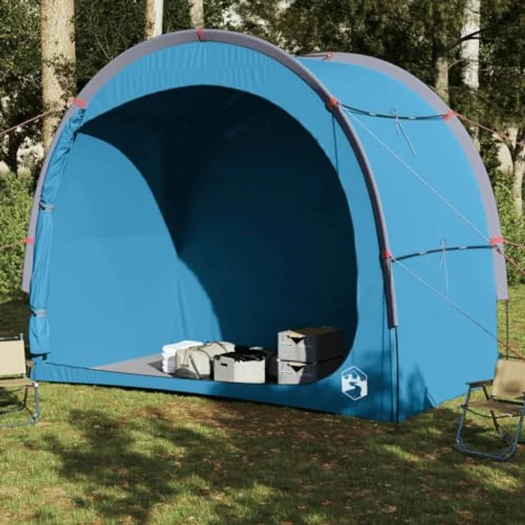 vidaXL Beistellzelt, Lagerzelt mit Stauraum, Umkleidezelt Wasserdicht Tragbar, Campingzelt Aufbewahrungszelt Zelt, Blau 185T Polyester – Bild 3