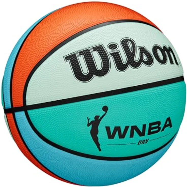 Wilson WNBA DRV Bright Basketball, mit tiefen Rillen und Performance-Oberfläche, optimierte Luftspeicherung, Farbe: Orange/Türkis, Größe: 6 – Bild 2