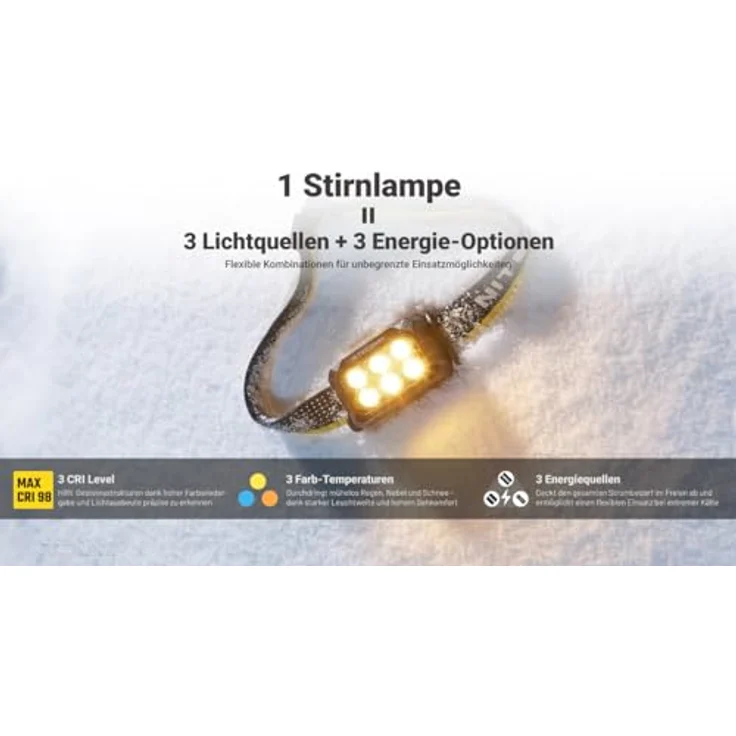 Nitecore HA29 UHE, Stirnlampe mit 1200 Lumen, kältebeständig bis -40°C, USB-C Ladeport, mehrere Leuchtmodi – Bild 7
