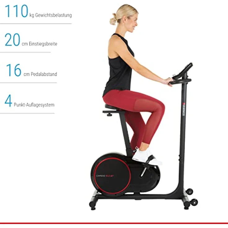 HAMMER Ergometer Heimtrainer Cardio 5.0, tiefer und breiter Einstieg, App-Steuerung für Smartphone/Tablet, Bluetooth Anbindung, kompatibel mit: Kinomap, iConsole+ und BitGym, 12 Programme – Bild 3