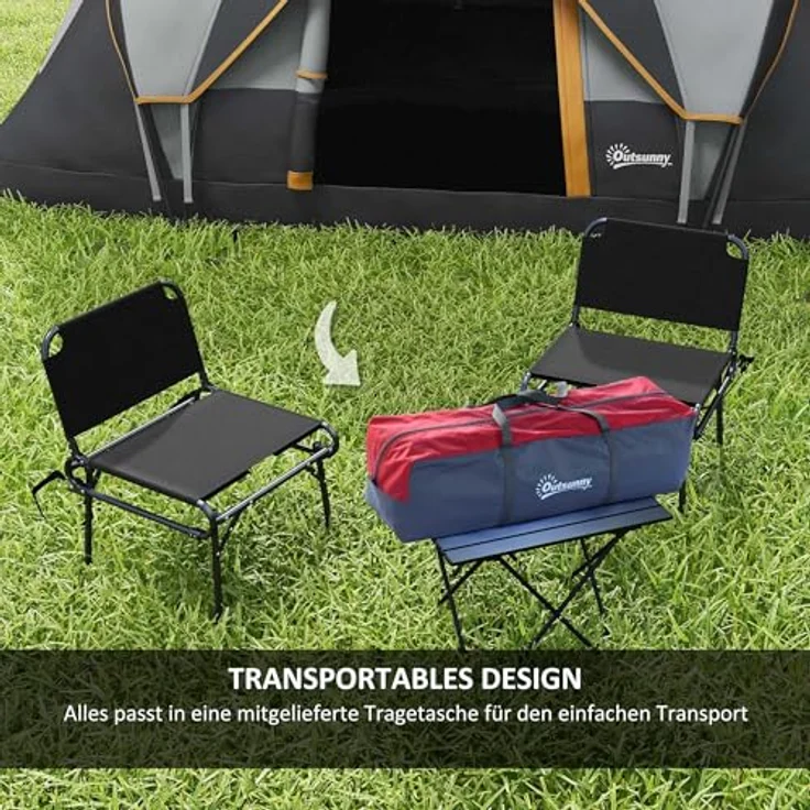 Outsunny Tunnelzelt für 5-6 Personen, wasserdicht und stabil mit 3000mm Wassersäule, inkl. Eingang, Fenster und Packtasche, Hellgrau – Bild 5