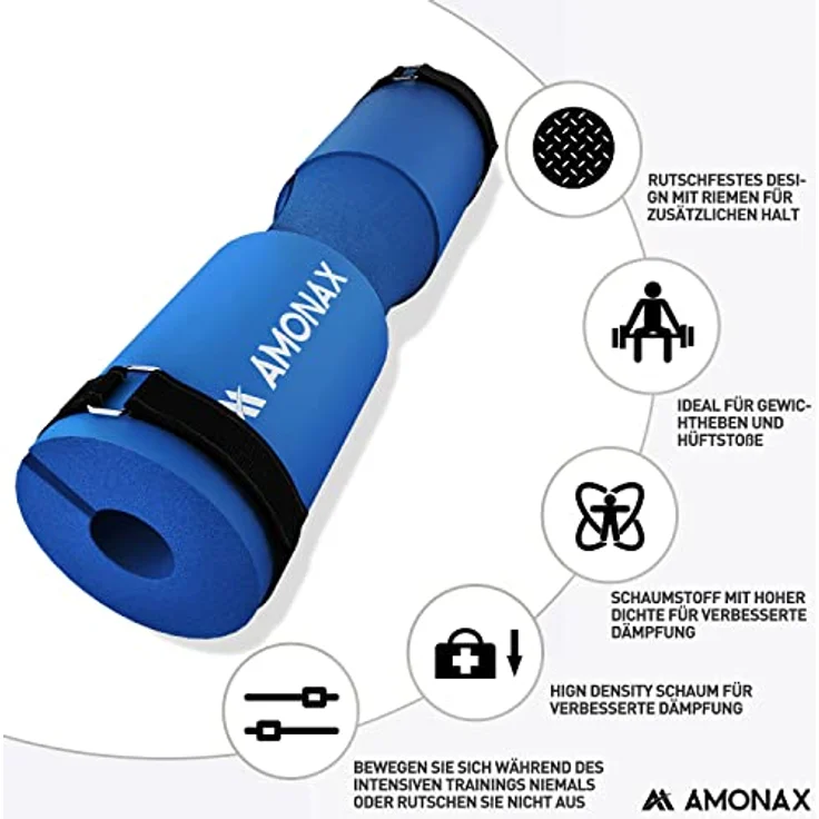 Amonax langhantel Polster, extra Dicke nackenpolster langhantel- Barbell Pad Nackenschutz für hip Thrust und Squat, und andere Übungen, Fitness, Krafttraining für Männer und Frauen (Blau) – Bild 5