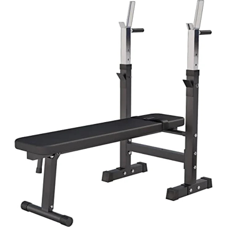 GORILLA SPORTS® Hantelbank mit Ablage - Dip-Station, Verstellbare Höhe und Neigungswinkel, Klappbar, bis 200 kg, Schwarz oder Weiß - Drückerbank, Flachbank, Multifunktion, Trainingsbank - Preisvergleich – Bild 1