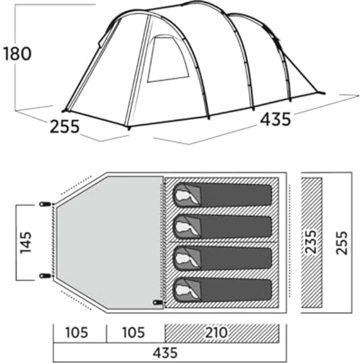 Easy Camp Hidra 4 Blackroom, 11 m² Hochfamilienzelt für 4 Personen, wetterfest und leicht, einfach zu installieren – Bild 5