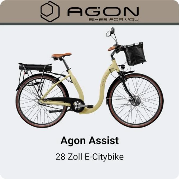 Agon Assist E-Bike City, Aluminium Tiefeinsteiger mit 250 W Motor, elfenbein, 28 Zoll, 374,4 Wh Akku, 5 Unterstützungsstufen – Bild 2