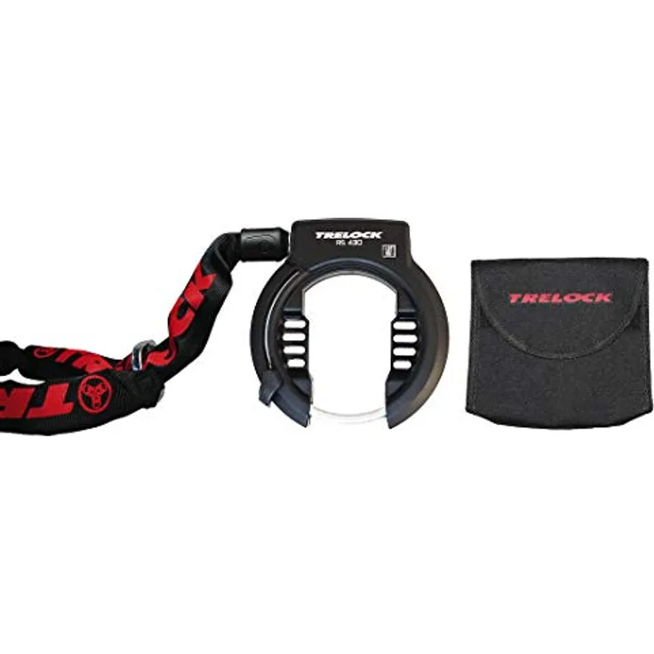 Trelock RS 430 Protect-O-Connect AZ, Veloschloss mit 100 cm Plug-in-Kette, schwarz/rot, ART-zertifiziert, Sicherheitsstufe 4
