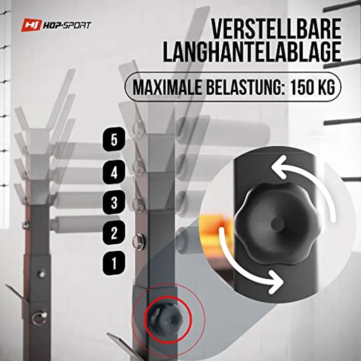 Hop-Sport Hantelbank 1080 Flachbank mit Hantelablage Drückerbank Trainingsbank klappbar – Bild 3