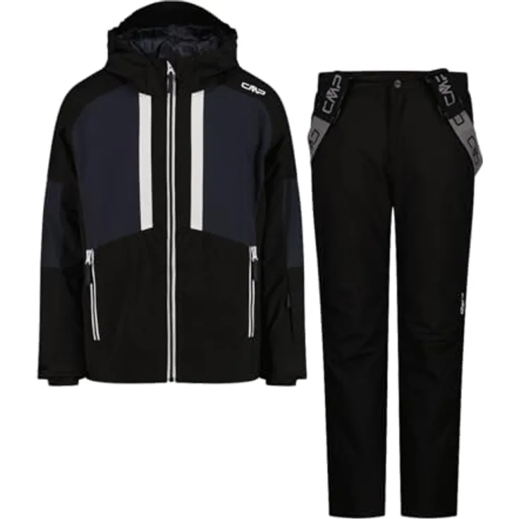CMP Kinder Skiset Jacket and Pant, wasserdicht mit 10.000 mm Wassersäule, atmungsaktiv, inklusive reflektierenden Details und abnehmbarer Kapuze