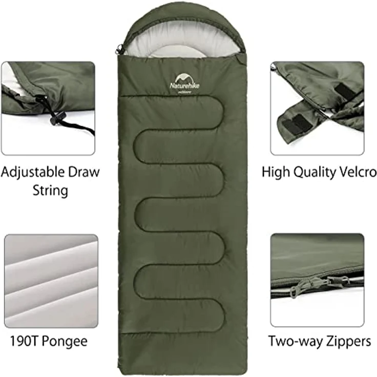 Naturehike, Schlafsack, leichtgewichtig und kompakt, ideal für Outdoor-Aktivitäten, grün – Bild 3
