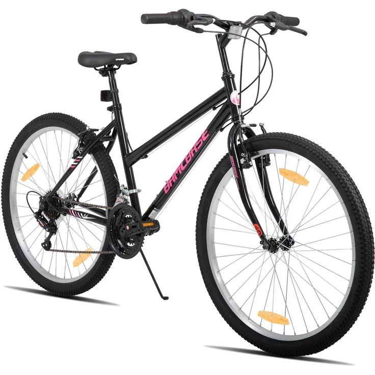 Hiland 24 Zoll Damen-Mountainbike, 18-Gang-MTB mit Kohlenstoffstahlrahmen, Doppel-V-Bremsen, weich gepolstertem Damen-Sitzpolster