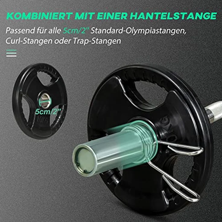 SPORTNOW Hantelscheiben 2er-Set, 10 kg pro Scheibe, Metall mit Gummimantel, Schwarz – Bild 5