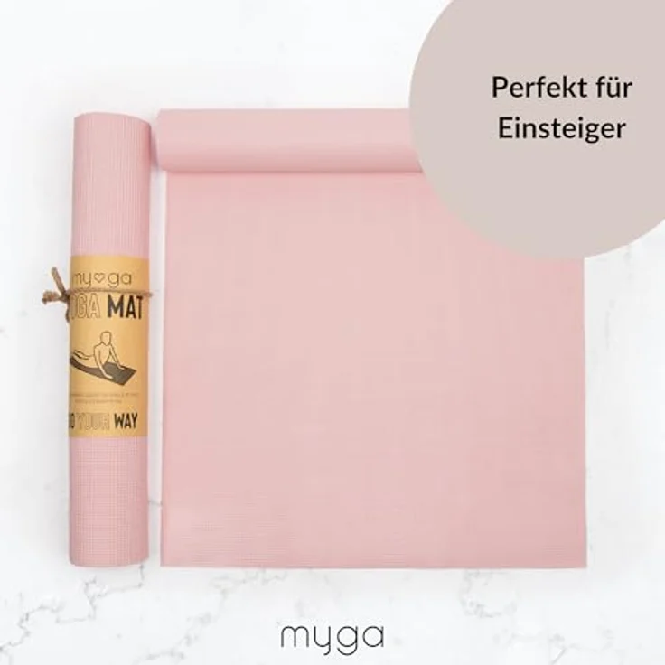Myga Einsteiger-Yogamatte, rutschfest & leicht zu tragen, 4 mm dick, ideal für Yoga, Pilates & Fitness, 173 cm x 61 cm, rosa – Bild 3
