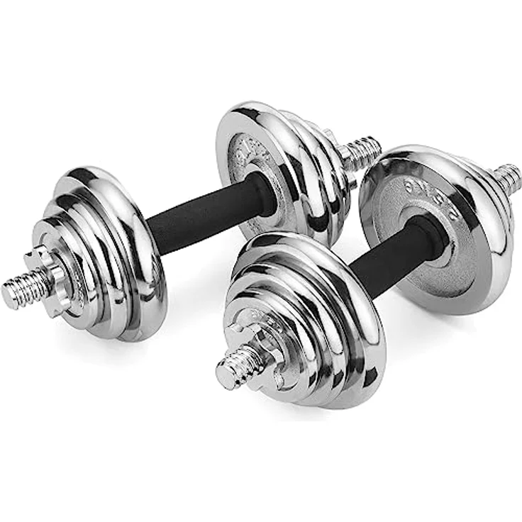 Gymtek Gusseisen Hantelset, 20kg Kurzhanteln 2er Set, Verchromten Hantelstange, Verstellbare Hanteln Set, Gewichte Hantel, Dumbbell Set, Kurzhantel Set für Krafttraining Zuhause, Verchromtes Gusseisen – Bild 3