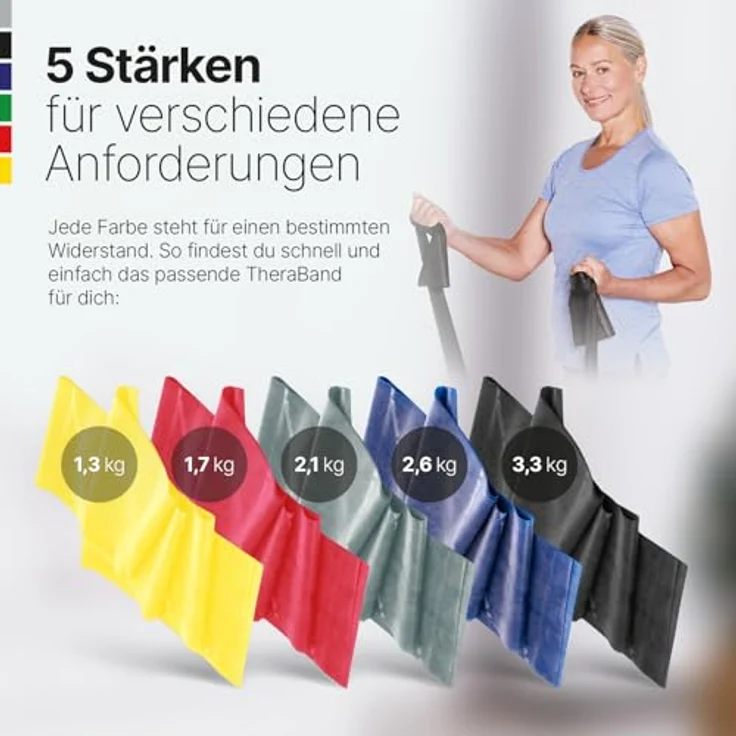 THERABAND 2,50m Fitnessband aus 100% Naturlatex mit Anleitung in schwarz | Gymnastikband für Ganzkörpertraining | Widerstandsband für Zuhause | Pilates-Band für effektives Krafttraining – Bild 5