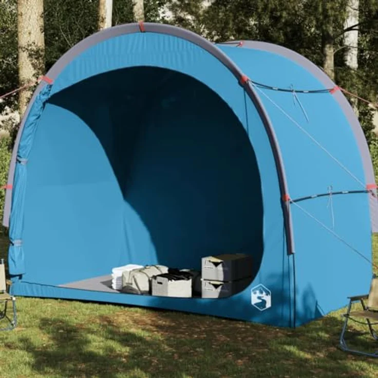 vidaXL Beistellzelt, Lagerzelt mit Stauraum, Umkleidezelt Wasserdicht Tragbar, Campingzelt Aufbewahrungszelt Zelt, Blau 185T Polyester – Bild 2