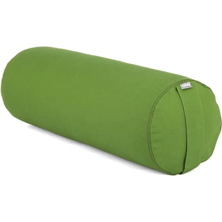 Bodhi Yoga Bolster Rolle Ø 22 cm | Yogarolle mit Bio-Dinkelfüllung | Yogakissen für Restorative & Yin Yoga | Waschbarer Bezug aus Baumwolle | Pilates Kissen mit Trageschlaufe (Olive-grün) – Bild 1