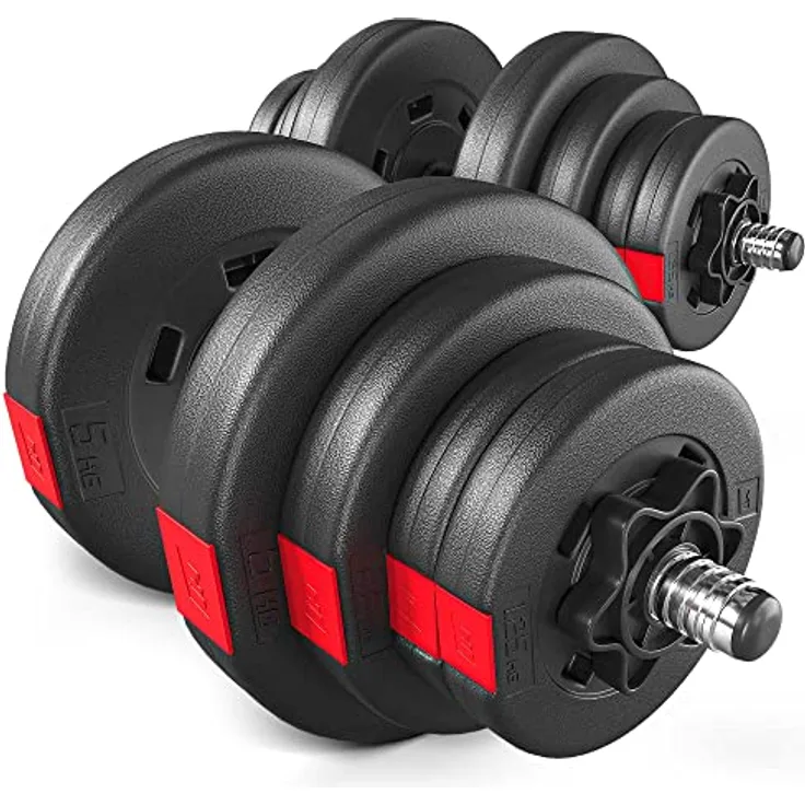 Hop-Sport Kurzhanteln 2er Set - Hanteln Set - Gewichte 20kg / 40kg - Hantelstange 30mm mit Sternverschlüssen, gerändelt (2 x 20 kg)