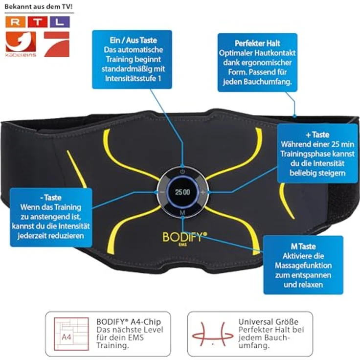 Bodify® EMS Bauchtrainer Max - Gezielte Stimulation der Bauch Muskulatur! - Muskelaufbau - Bauchtrainer - Stimulationsgerät Bauch Muskeln - Bauchmuskeltrainer für Männer und Frauen Das ORIGINAL – Bild 2