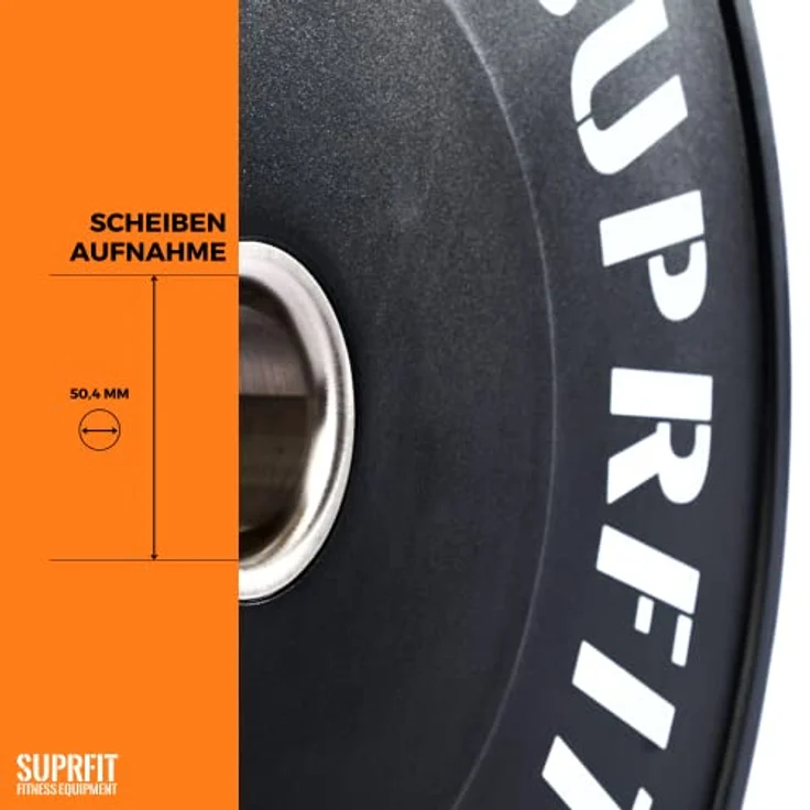 SF SUPRFIT Hantelscheiben 50 mm Gewichtsscheiben aus Vollgummigranulat, 5 kg, (2-tlg), Stoßabsorbierende Hantelscheiben 50mm, schwarz – Bild 4