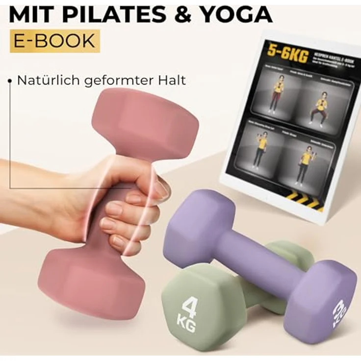 HQ Germany® Hanteln Set, 30kg Gesamtgewicht, geruchsfreie Neopren-Beschichtung in Pastellfarben, 10 Stück für Home-Workout – Bild 3