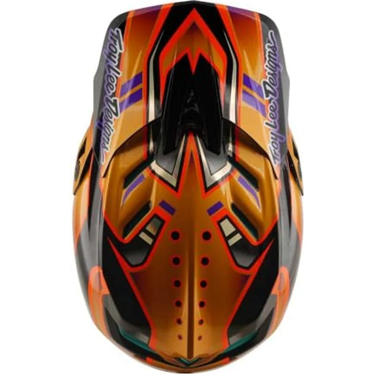 Troy Lee Designs D4 Carbon Downhillhelm, MIPS® C2 Schutzsystem, UD-Carbonfaser-Schale, anatomische 3D-Wangenpolster, orange, Größe M – Bild 9