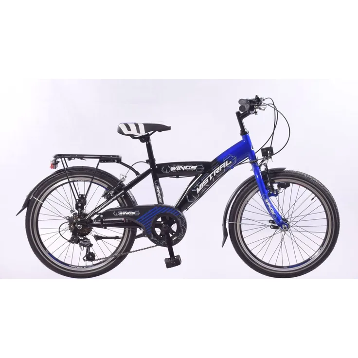 Ty-Trade 26 Zoll Kinder Jungen Kinderfahrrad City Fahrrad Bike Rad Mistral Blau mit 6 Gang Shimano Drehgriffschalter
