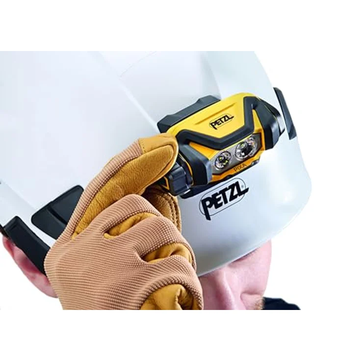 Petzl PIXA LED-Stirnlampe, 450 Lumen, IP68 wasserdicht, Schwarz/Gelb, batteriebetrieben, ergonomischer Drehschalter – Bild 3