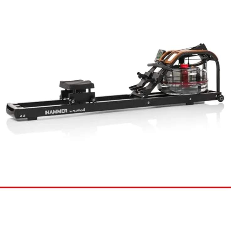 HAMMER Aquon Water Flow PRO, klappbares Wasser Rudergerät mit 5 Widerstandsstufen, Kinomap-kompatibel und edler Holzästhetik