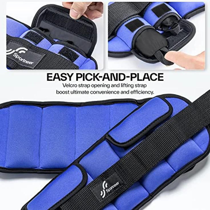 Sportneer Verstellbare Knöchelgewichte: Verbesserte Verstellbare Beingewichte, Gewichtsmanschetten Gewichte für Fitnessstudio, Fitness, Workout, 0,5–2,3 kg pro Knöchel, 0.9-4.5 kg pro Paar – Bild 2