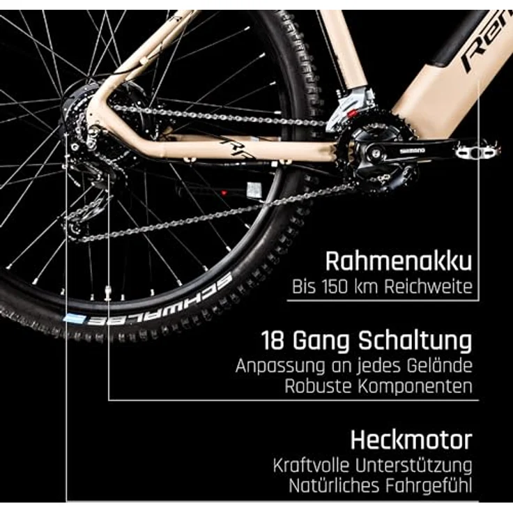Remington XR01 E Bike Mountainbike 29 Zoll | 504 Wh Akku | Pedelec 18 Gang | 25 kmh | 30-150 km Reichweite (grau/beige) – Bild 4
