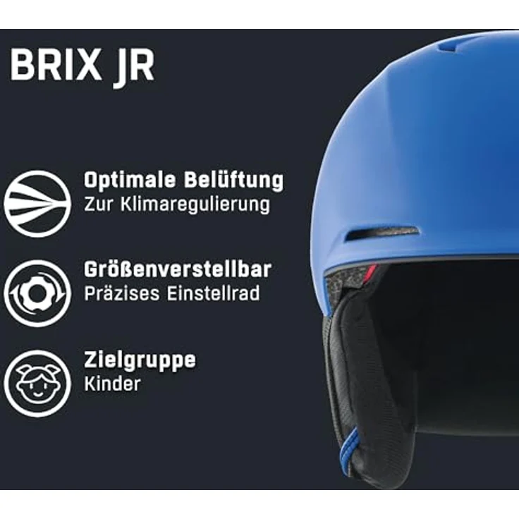 ALPINA BRIX JR Skihelm für Kinder, sicherer und komfortabler mit waschbarem Innenfutter, royal-Blue matt, Größe M (51-55 cm) – Bild 2